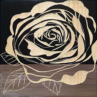 ウッド スカルプチャー アート「ローズ2（BK+NP）」