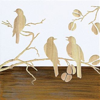 ウッド スカルプチャー アート「スリー バード2（WH+NP）」