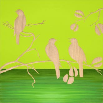 ウッド スカルプチャー アート「スリー バード2（GR+NP）」