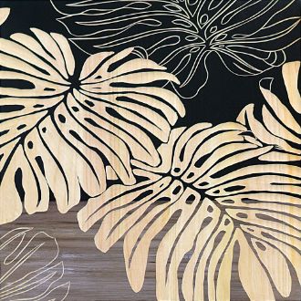 ウッド スカルプチャー アート「ワイルド モンステラ（BK+NP）」