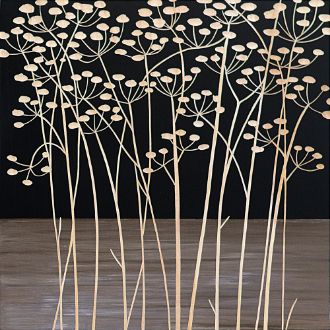 ウッド スカルプチャー アート「フィールド フラワー2（BK+NP）」