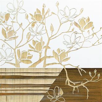 ウッド スカルプチャー アート「マグノリア with ベース（WH+NP）」