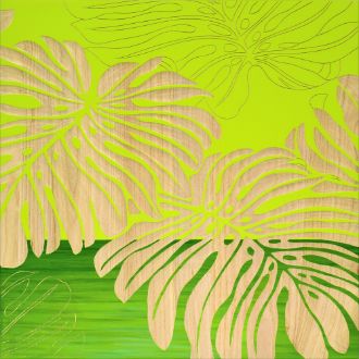 ウッド スカルプチャー アート「ワイルド モンステラ（GR+NP）」