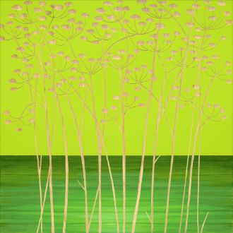 ウッド スカルプチャー アート「フィールド フラワー2（GR+NP）」