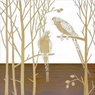 ウッド スカルプチャー アート「パロット オン ザ ツリー（WH+NP）」