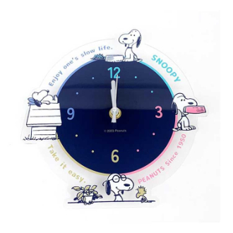 【SNOOPY】スヌーピー　壁掛けアクリル時計　スローライフ