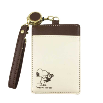 【SNOOPY】スヌーピー　リール付シングルパスケース　２トーンスヌーピー＆ベア