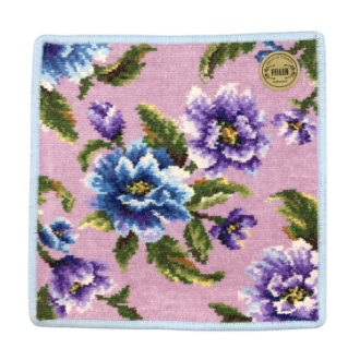 【FEILER】フェイラー　タオルハンカチ　アメジストブルーム　ペールパープル/青