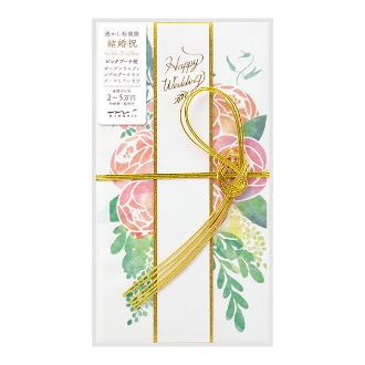 デザインフィル 金封 結婚祝 透かし ピンクブーケ柄