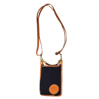 【zucchero filato×fanbi】ズッケロ　キャンバス×牛革スマホショルダー  ネイビー