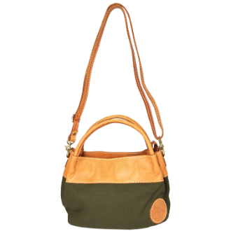 【zucchero filato×fanbi】ズッケロ　キャンバス×牛革2WAYショルダー  カーキ