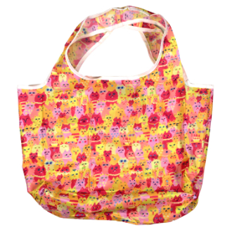 【ai sayama】アイ サヤマ　ポケッタブルエコバッグ　猫だらけ